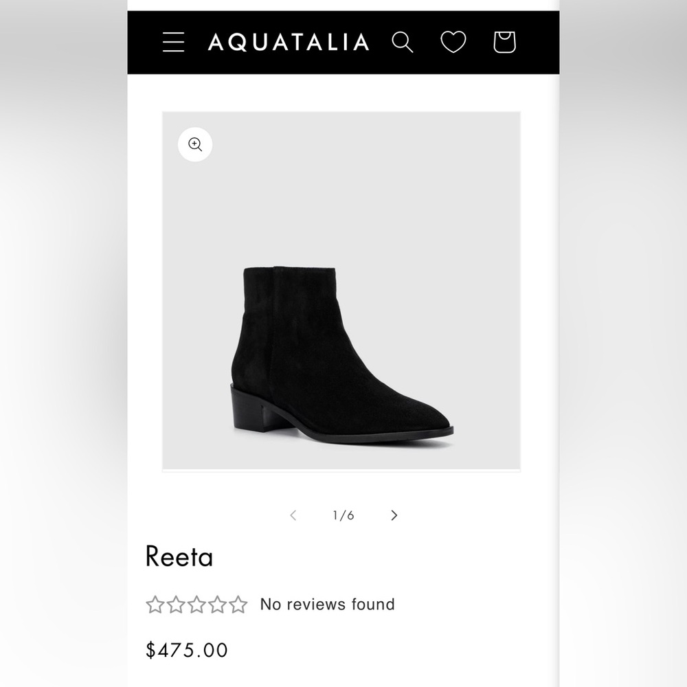 New Aquatalia Reeta black suede Chelsea boots, sz 8. Orig $475